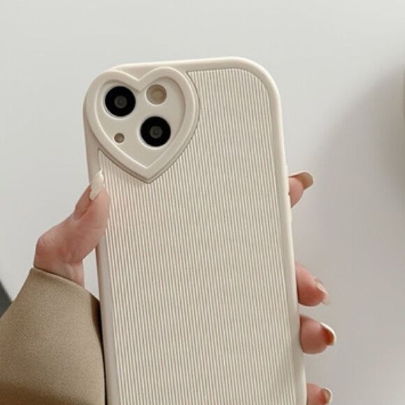 Neutral Protective iPhone 14 Pro Max Case with Heart Around Camera Lens Protect - Picture 1 of 5